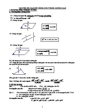 Chuyên đề Hình học Khối 11 Quan hệ vuông góc trong không gian